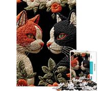 Puzzle da 1000 pezzi per adolescenti ricamo di gatti puzzle per adulti gioco rompicapo regalo di compleanno regalo antistress (dimensioni 50x75cm)