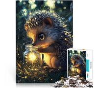 Puzzle da 1000 pezzi per adolescenti Riccio con barattolo di lucciola Assemblaggio del modello Gioco educativo per compleanno e Natale 38x26cm