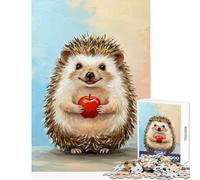 Puzzle da 1000 pezzi per adolescenti Riccio sorridente con mela Giocattolo da dipingere Decorazione da parete Regali di Babbo Natale segreto Giochi educativi Aiutano l'esercizio del cervello 38x26cm