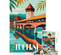 Puzzle da 1000 pezzi per adolescenti Riflessi di Lucerna Decorazione per la casa Giocattoli Opere d'arte Regalo Giochi rilassanti con pezzi completamente interconnessi di forma casuale 38x52cm