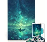 Puzzle da 1000 pezzi per adolescenti, Riflessi verdi del cielo stellato, Decorazione da parete, Giocattolo per passare il tempo durante le vacanze, Per rafforzare l'amore tra le coppie 38x52cm