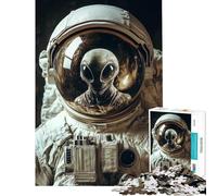 Puzzle da 1000 pezzi per adolescenti riflesso alieno nel casco da astronauta divertimento spaziale a casa gioco di velocità manuale per ragazzi dai 14 anni in su (38x52cm)