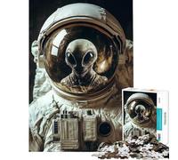 Puzzle da 1000 pezzi per adolescenti riflesso alieno nel casco da astronauta spazio esercizio per il cervello regalo per donne giochi per famiglie dai 14 anni in su gioco di puzzle offerto (38x26cm)