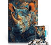 Puzzle da 1000 pezzi per adolescenti Rinoceronte animale per il giocattolo di sfida del gioco educativo è ideale come regalo per tutta la famiglia 38x26cm