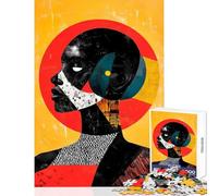 Puzzle da 1000 pezzi per adolescenti ritratto astratto in rosso e giallo decorazione per la casa giocattoli ottimo regalo per giochi educativi migliora l'amore tra coppie dimensioni 38x26cm