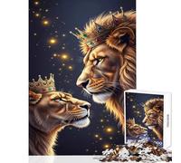 Puzzle da 1000 pezzi per adolescenti ritratto del Re Leone e della Regina giocattolo decorazione da parete regalo per donne e uomini gioco educativo migliora l'amore tra coppie dimensioni 38x52cm