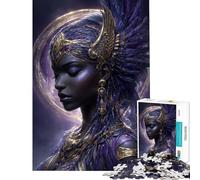 Puzzle da 1000 pezzi per adolescenti ritratto della dea Iside viola e oro puzzle per adulti giocattolo decorativo da parete gioco stimolante regalo (dimensioni 50x75cm)