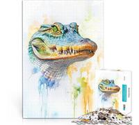 Puzzle da 1000 pezzi per adolescenti Ritratto di alligatore ad acquerello Gioco pratico Decorazione murale Regali unici per compleanno e Natale 75x50cm