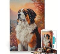 Puzzle da 1000 pezzi per adolescenti,ritratto di cane autunnale Gioco di allenamento mentale con bordi precisi,ideale per momenti di relax e decorazioni natalizie (38x26cm)