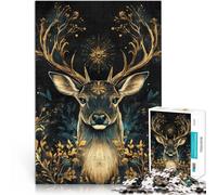 Puzzle da 1000 pezzi per adolescenti Ritratto di cervo dorato Allena il tuo cervello e le tue mani perché è ideale come regalo per tutta la famiglia 38x26cm