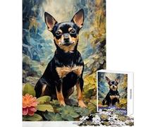 Puzzle da 1000 pezzi per adolescenti ritratto di Chihuahua in un ambiente floreale giocattoli antistress regalo per compleanni gioco pratico aiuta a esercitare il cervello dimensioni 38x52cm