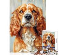 Puzzle da 1000 pezzi per adolescenti Ritratto di Cocker Spaniel dorato Giocattoli antistress Ottimi regali e giocattoli Gioco rompicapo Allena il tuo cervello e le tue mani Dimensioni 38x26cm