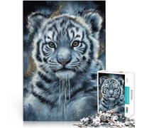 Puzzle da 1000 pezzi per adolescenti Ritratto di cucciolo di tigre bianca Giochi di relax Attività divertenti a casa, regali di compleanno, regali di viaggio, 75x50cm