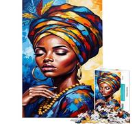Puzzle da 1000 pezzi per adolescenti ritratto di donna africana con turbante Puzzle per adulti gioco pratico decorazione per la casa interazione genitore-figlio (dimensioni 50x75cm)