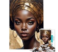 Puzzle da 1000 pezzi per adolescenti ritratto di donna elegante con turbante dorato giocattolo educativo per l'apprendimento e il miglioramento della memoria regalo di compleanno (dimensioni 38x26cm)