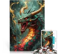 Puzzle da 1000 pezzi per adolescenti Ritratto di drago infuocato Allena il tuo cervello e le tue mani offerte come regali per tutta la famiglia 52x38cm