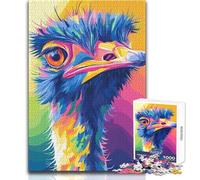 Puzzle da 1000 pezzi per adolescenti, ritratto di emù colorato, tranquillo, piacevole, divertente, per il tempo libero, stretto, senza cuciture, precisione, giocattolo, dimensioni 38x26cm