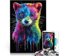 Puzzle da 1000 pezzi per adolescenti Ritratto di furetto in stile pop art arcobaleno Difficile Duro Adatto per la decorazione del desktop 38x26cm