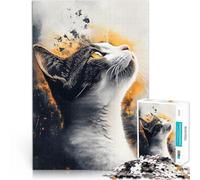 Puzzle da 1000 pezzi per adolescenti Ritratto di gatto ad acquerello Analisi e logica Attività divertenti a casa, regali di compleanno, regali di viaggio, 52x38cm