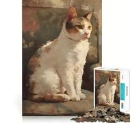 Puzzle da 1000 pezzi per adolescenti,ritratto di gatto calico,disegno dai bordi netti,gioco di concentrazione mentale,gioco lento,divertente,regalo di compleanno (38x52cm)