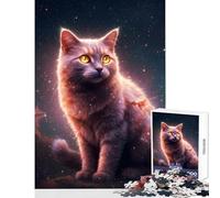 Puzzle da 1000 pezzi per adolescenti Ritratto di gatto cosmico Giocattolo educativo Ottimi regali e giocattoli Giochi divertenti Allena il tuo cervello e le tue mani Dimensioni 38x52cm