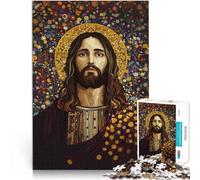 Puzzle da 1000 pezzi per adolescenti Ritratto di Gesù Cristo in stile Gustav Taglio di precisione Lista dei desideri con Babbo Natale 75x50cm