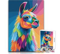 Puzzle da 1000 pezzi per adolescenti, ritratto di lama colorato, tranquillo, piacevole, divertente, per il tempo libero, stretto, senza cuciture, di precisione, dimensioni del giocattolo: 50x75cm