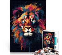 Puzzle da 1000 pezzi per adolescenti Ritratto di leone colorato Allena il tuo cervello e le tue mani è ideale come regalo per tutta la famiglia 52x38cm