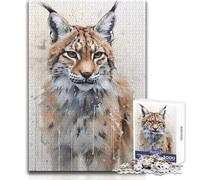 Puzzle da 1000 pezzi per adolescenti Ritratto di lince Giocattolo Gioco intellettuale Vacanza a casa Uccidere il tempo Regali di Babbo Natale segreto Dimensioni 38x52cm