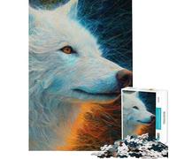 Puzzle da 1000 pezzi per adolescenti ritratto di lupo bianco puzzle per adulti giochi rilassanti ma divertenti e spiritosi per compleanno Natale (dimensioni 38x26cm)