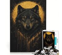 Puzzle da 1000 pezzi per adolescenti: Ritratto di lupo con aureola dorata Giochi per famiglie Attività divertenti a casa Collezione d'artista Belle arti 50x75cm