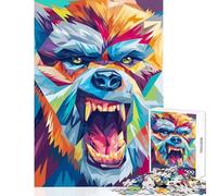 Puzzle da 1000 pezzi per adolescenti ritratto di lupo geometrico colorato giocattolo decorazione da parete ottimo regalo per giochi educativi ogni pezzo è unico - Dimensioni 38x52cm