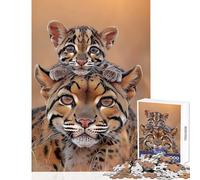 Puzzle da 1000 pezzi per adolescenti ritratto di madre e cucciolo di ocelot giocattoli fai da te ottimo regalo per giochi rompicapo impegnativo da completare dimensioni 38x26cm