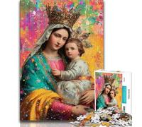 Puzzle da 1000 pezzi per adolescenti Ritratto di Maria Madre Puzzle da 1000 pezzi, con poster abbinato e foglio di quiz per ragazzi dai 14 anni in su (dimensioni 75x50cm)