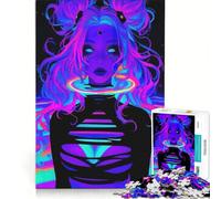Puzzle da 1000 pezzi per adolescenti ritratto di ragazza cyberpunk al neon giochi educativi assemblaggio di modelli collezione d'artista belle arti 38x52cm