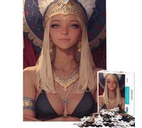 Puzzle da 1000 pezzi per adolescenti ritratto di regina egizia ragazza anime gioco rompicapo giocattolo educativo ottimo regalo per giochi decorazione per la casa (dimensioni 38x52cm)