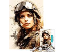 Puzzle da 1000 pezzi per adolescenti ritratto di soldatessa sfida educativa decorazione murale gioco rilassante per ragazzi dai 14 anni in su (38x26cm)