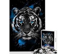 Puzzle da 1000 pezzi per adolescenti ritratto di tigre con accenti blu giocattolo decorazione da parete regali per donne e uomini gioco educativo migliora l'amore tra coppie dimensioni 50x75cm