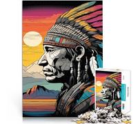 Puzzle da 1000 pezzi per adolescenti Ritratto di un capo nativo americano Antistress Sfida difficile è ideale come regalo per tutta la famiglia 38x26cm