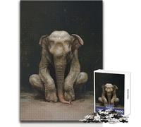 Puzzle da 1000 pezzi per adolescenti, ritratto di un elefante, divertente, divertente, per il tempo libero, stretto, senza cuciture, di precisione, dimensioni del giocattolo: 38x52cm