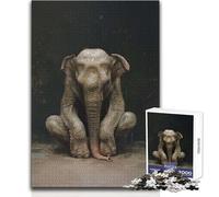 Puzzle da 1000 pezzi per adolescenti, ritratto di un elefante, divertente, divertente, per il tempo libero, stretto, senza cuciture, di precisione, dimensioni del giocattolo: 50x75cm