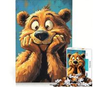 Puzzle da 1000 pezzi per adolescenti, ritratto di un orso dei cartoni animati con espressione buffa, giocattolo decorativo da parete, regalo di compleanno, per rafforzare l'amore tra le coppie 50x75cm