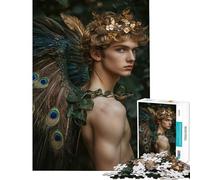 Puzzle da 1000 pezzi per adolescenti: ritratto di uomo sexy pavone e angelo Difficile e stimolante un'opera d'arte Gioco divertente adatto a persone dai 14 anni in su (38x26cm)