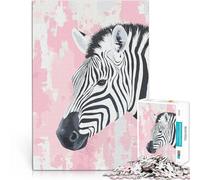Puzzle da 1000 pezzi per adolescenti Ritratto di zebra su sfondo astratto rosa Giochi educativi Gioco educativo per compleanno e Natale 38x26cm