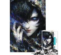Puzzle da 1000 pezzi per adolescenti ritratto digitale glitch con occhi azzurri puzzle fai da te giocattolo decorativo da parete compleanno e Natale (dimensioni 38x52cm)