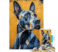 Puzzle da 1000 pezzi per adolescenti ritratto geometrico di cane puzzle per adulti giochi rilassanti divertenti e spiritosi per compleanni e Natale (dimensioni 38x26cm)