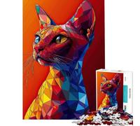 Puzzle da 1000 pezzi per adolescenti ritratto geometrico di gatto difficile e impegnativo gioco di assemblaggio impossibile adatto a persone dai 14 anni in su (38x26cm)