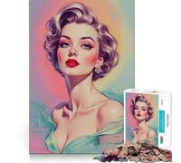Puzzle da 1000 pezzi per adolescenti,ritratto glamour di una pin-up bionda,con incastri lisci,divertente,gioco di logica,regalo,gioco rilassante,arte per il tempo libero natalizio 50x75cm