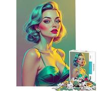 Puzzle da 1000 pezzi per adolescenti ritratto glamour pin-up verde gioco pratico sfida per l'intelligenza giocattolo avvincente ottimo regalo per donne (dimensioni 50x75cm)