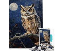 Puzzle da 1000 pezzi per adolescenti ritratto notturno di gufo reale puzzle per adulti gioco rilassante sfida impegnativa regalo di Natale o compleanno (dimensioni 38x52cm)